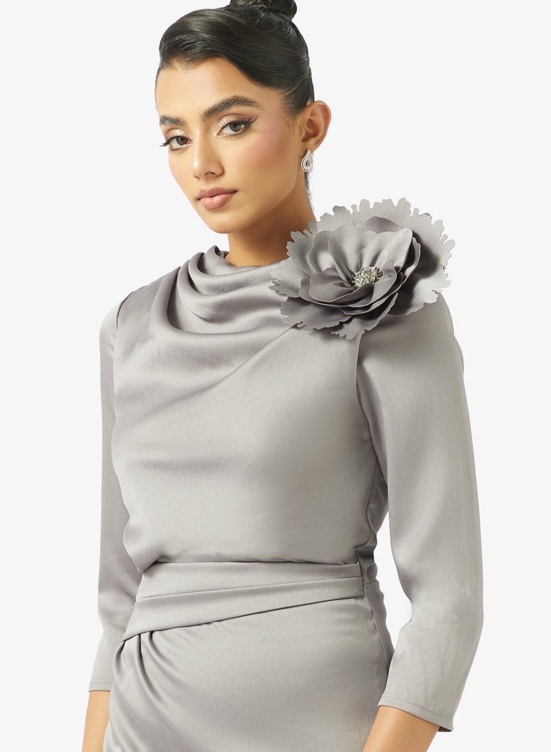 Iyra Floral Shoulder Maxi Dress - Image 3